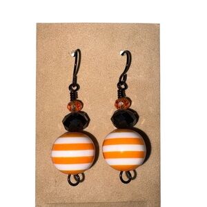Handmade Orange and Black Striped Earrings